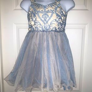Blue and cream formal dress